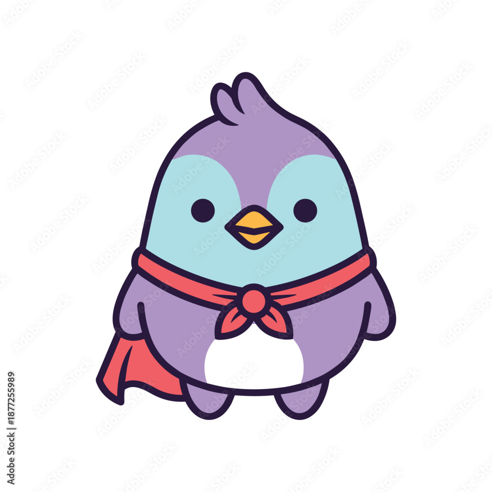 Obraz premium Cute Cartoon Penguin Superhero Character Illustration
