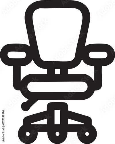 Minimal Office Chair Icon Outline Symbol For Workplace Seating Furniture And Business Interior