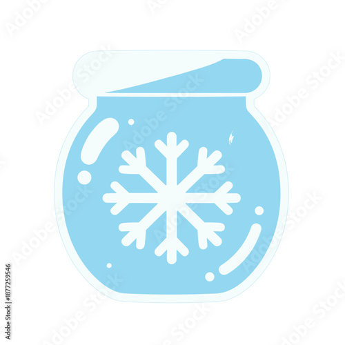 Flat App Icon of Snowflake in Glass Jar.
