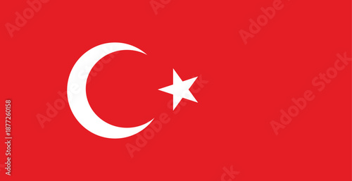 Turkish national flag waving in the wind with red background and white crescent moon and star symbol