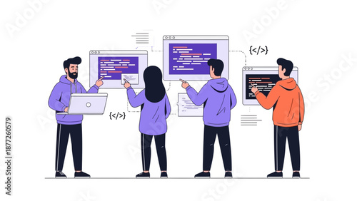 Teamwork in Coding: Developers Collaborating on Software Development Project