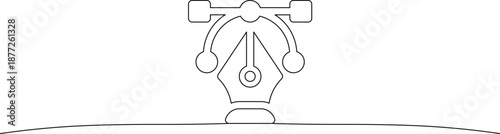 Detailed illustration of vintage metal nib pen on paper surface line art style minimalistic design