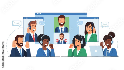 Diverse Team Video Conferencing for Business Support and Communication