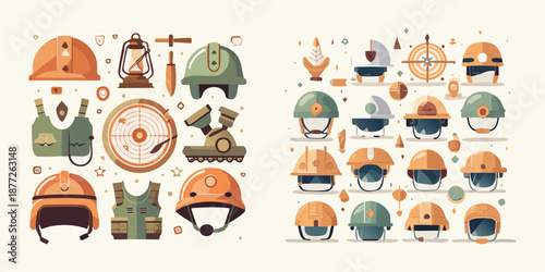 Vector collection of  Modern Military tools