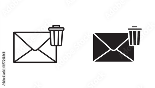 email set icon in line style with trash notification