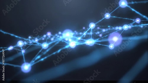 Glowing blue-purple network of interconnected nodes