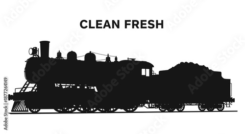 A striking black silhouette of a vintage steam locomotive with billowing smoke a nostalgic representation silhouette