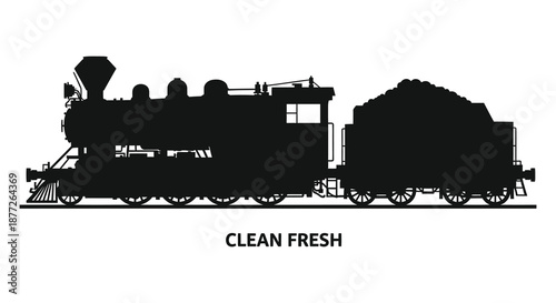 a black silhouette of a steam train with smoke silhouette high quality professional