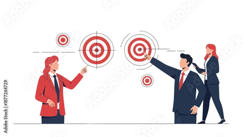 Business team aiming for goals, success strategy, target focus