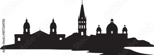 Valletta malta skyline silhouette with church domes and historical mediterranean city architecture