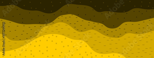 Abstract curvy yellow soil layers. Sedimentary strata