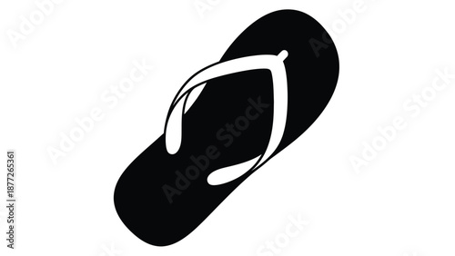 Simple black and white graphic icon representing a single summer flip flop