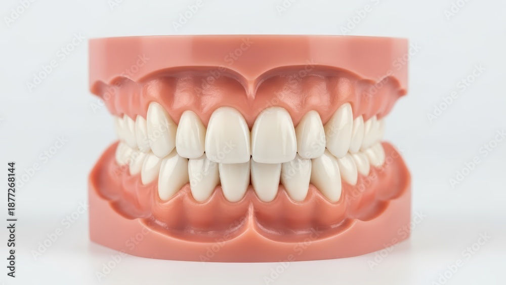 Fototapeta premium Realistic dental model displaying full set of human teeth for educational and training purposes in dentistry