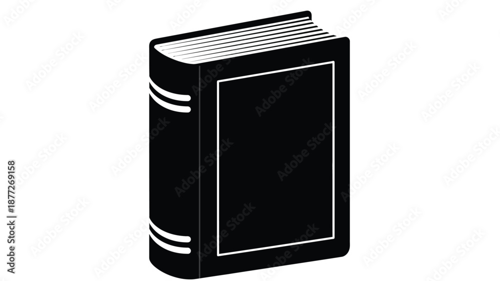 Fototapeta premium Classic black and white hardback book illustration standing upright alone