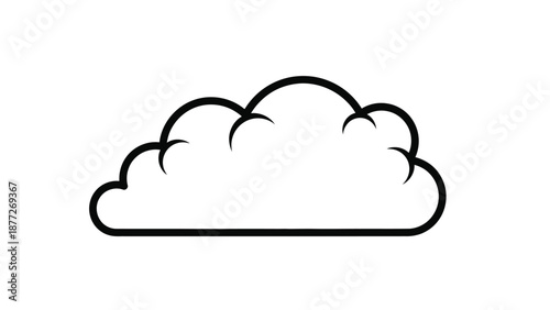 Simple black and white outline icon representing cloud computing technology storage