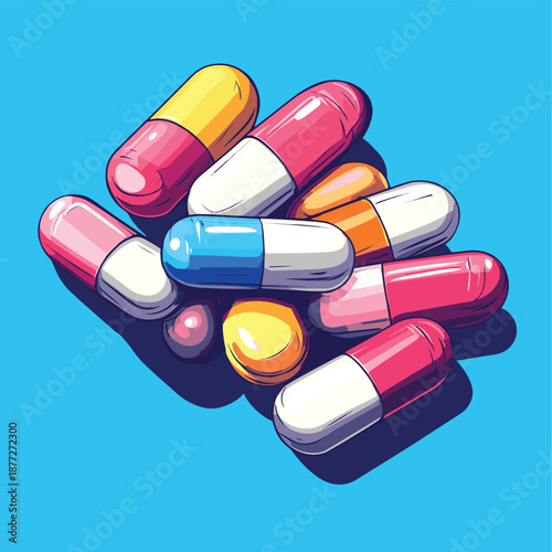 Colorful pills , vector style simple color