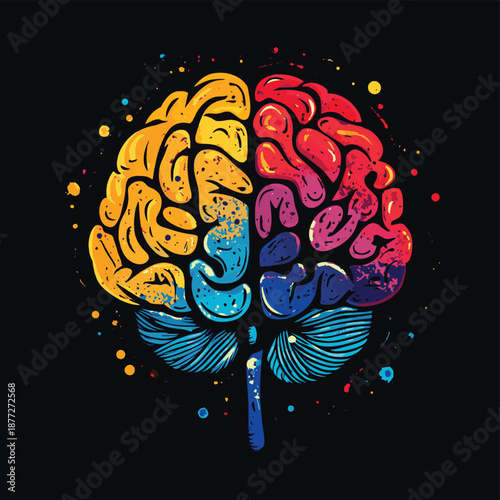 Brain concept , vector style simple color