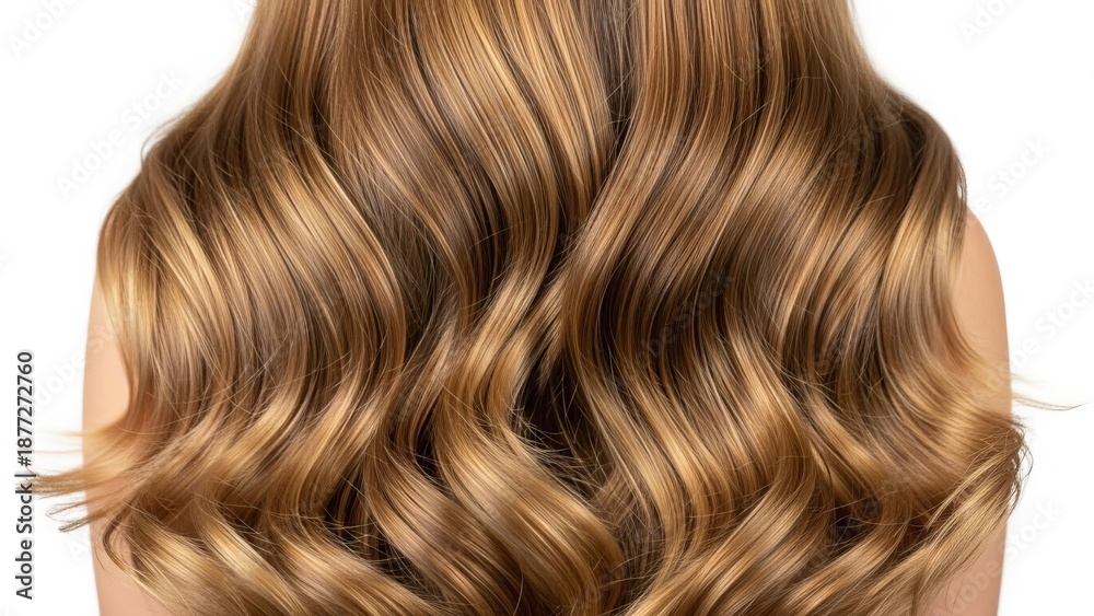 Fototapeta premium Close-up view of wavy blonde hair cascading down a person's back in a relaxed hairstyle