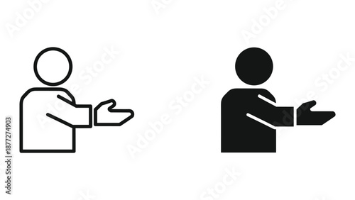 Simple line icons of people gesturing