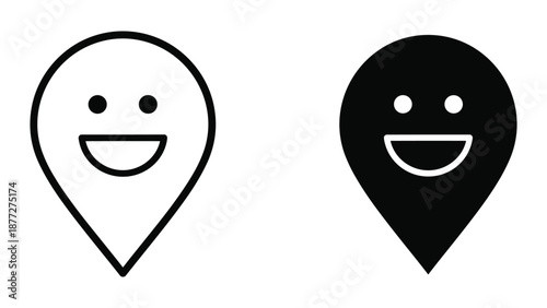 Smiling map pins with different colors