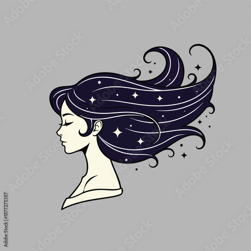 Woman with starry hair