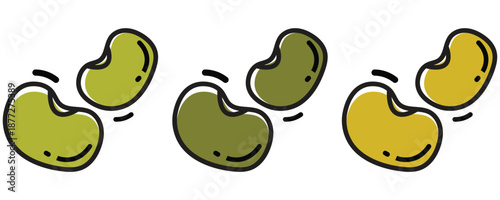 Food beans icon vector set, green beans icons, beans icon in trendy flat style illustration isolated on white background.