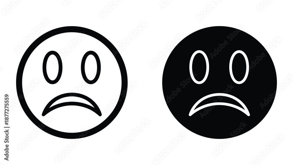 Fototapeta premium Sad face emoji in black and white
