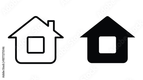 Simple house icons in black and white