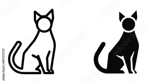Cat silhouette in black and white illustration