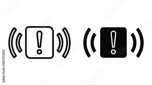 Alert notification icons beeping with exclamation mark