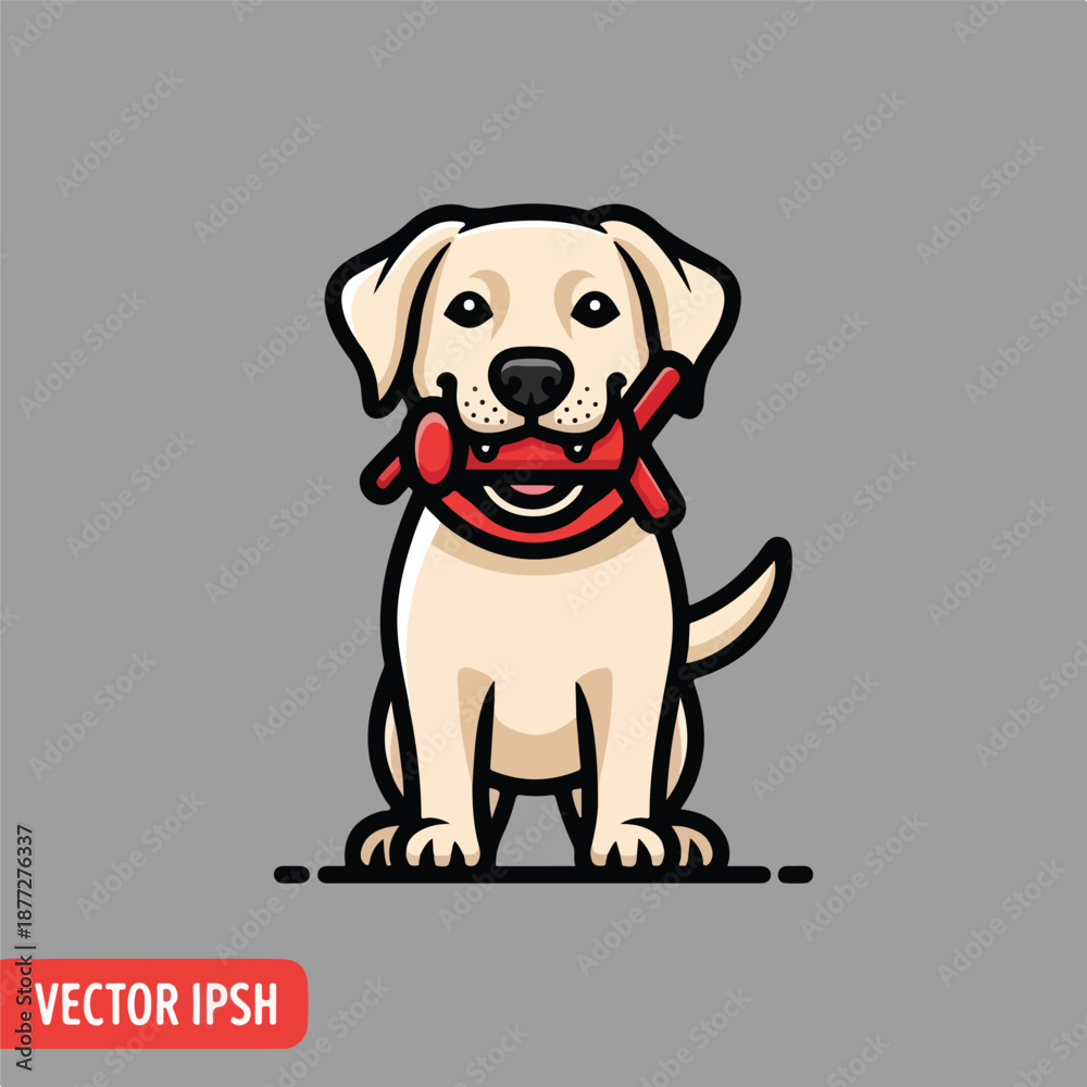 Fototapeta premium Dog with Toy Illustration