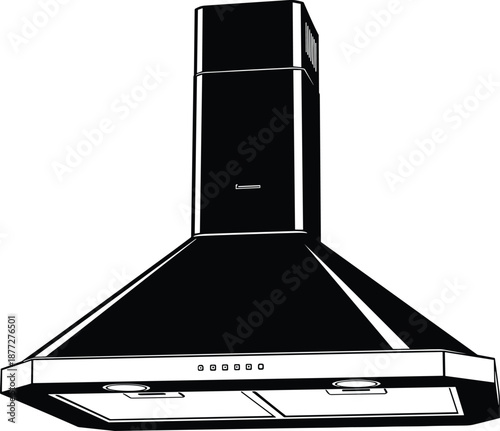 Kitchen range hood silhouette icon, chimney-style appliance vector, editable design, black illustration, isolated cooking ventilation symbol