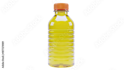 Yellow Liquid in a Clear Plastic Bottle with Orange Cap