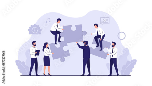 Teamwork and Collaboration: People Solving Puzzle Pieces Together