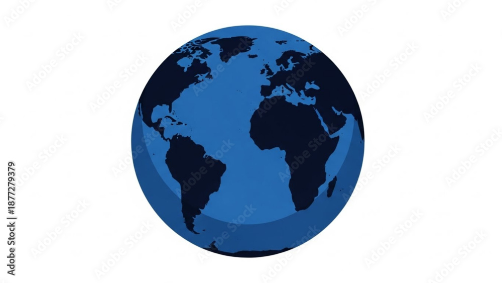 Fototapeta premium Blue globe illustration on white background with world map