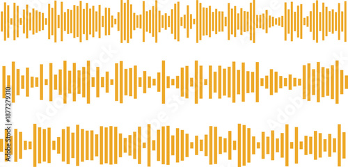 Orange sound waves, audio visualization, digital signal, music waveform, abstract sound patterns