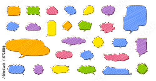 手書き風ずらしデザインの吹き出し　色々な形セット