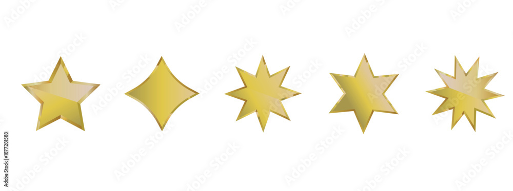 Obraz premium vector golden stars. flat image of a bright yellow star. five pointed star