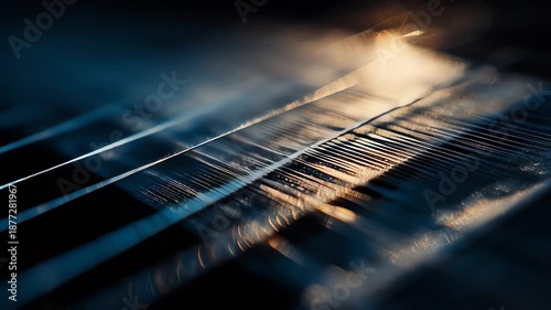 Abstract weaving process with threads and light