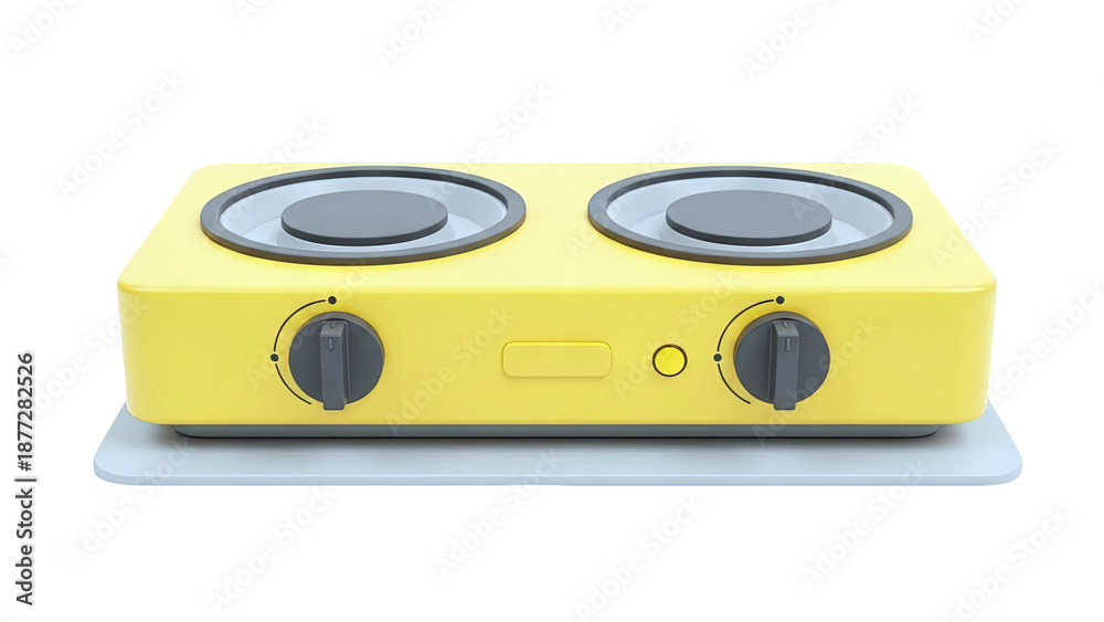 Fototapeta premium Yellow Double Burner Electric Stove