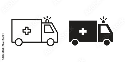 Ambulance icons collection glyph and mixed vector Illustrations