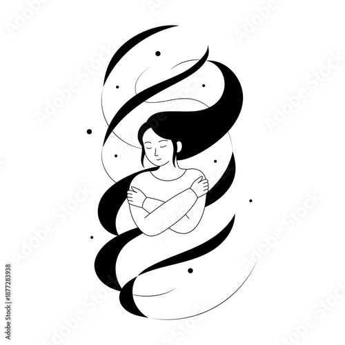 A hand drawn style illustration of self love 