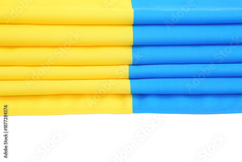 Folded Ukrainian flag on wh...