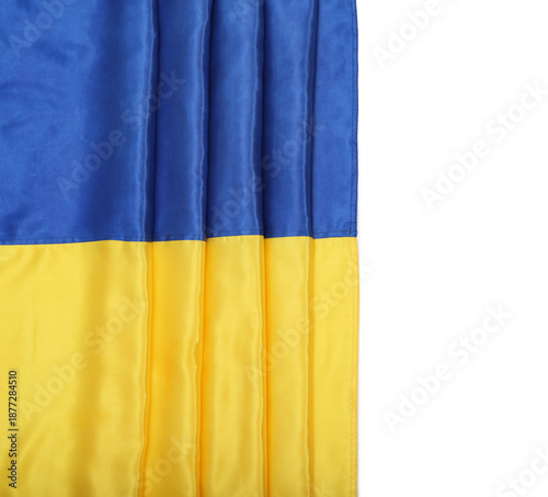 Folded Ukrainian flag on wh...