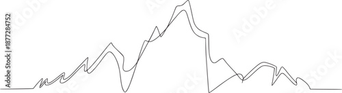 Black and irregular wavy line abstract mountain landscape