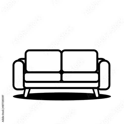 Flat vector icon of a two-seater sofa.