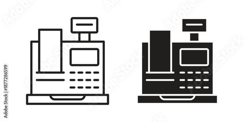 Cash register icons collection glyph and mixed vector Illustrations