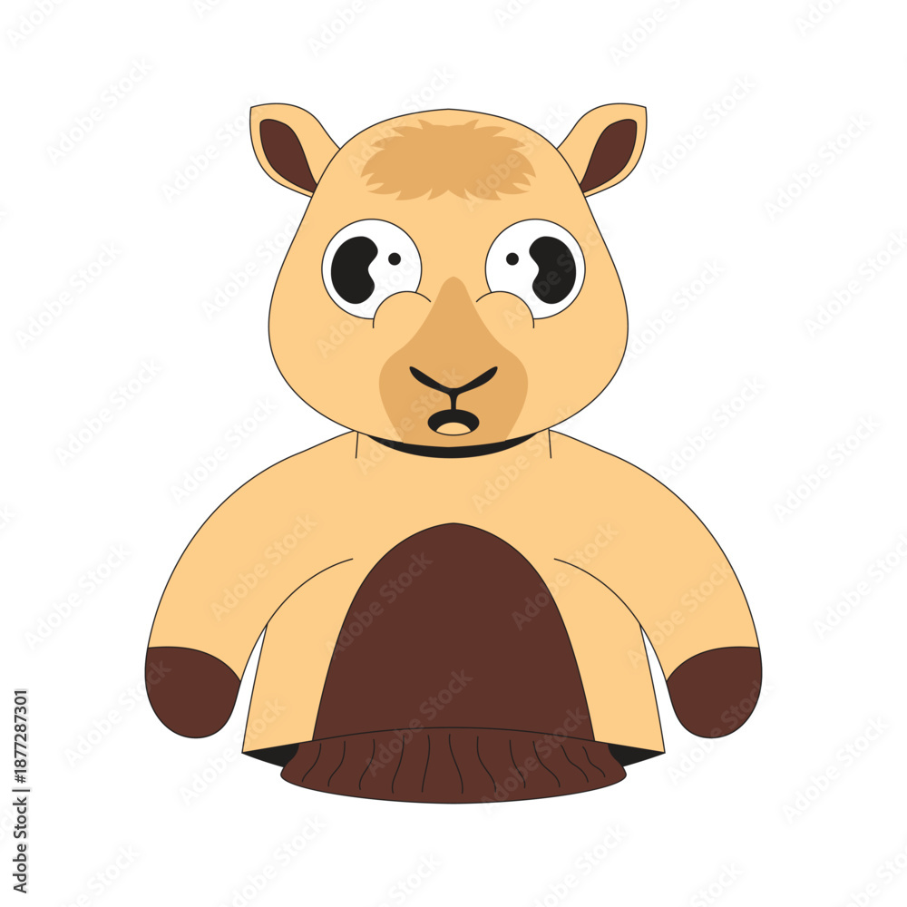 Obraz premium Cute camel animal hand puppet cartoon icon illustration