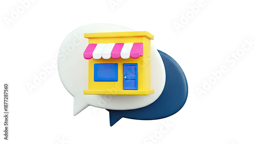 3D Store Icon on Chat Bubbles