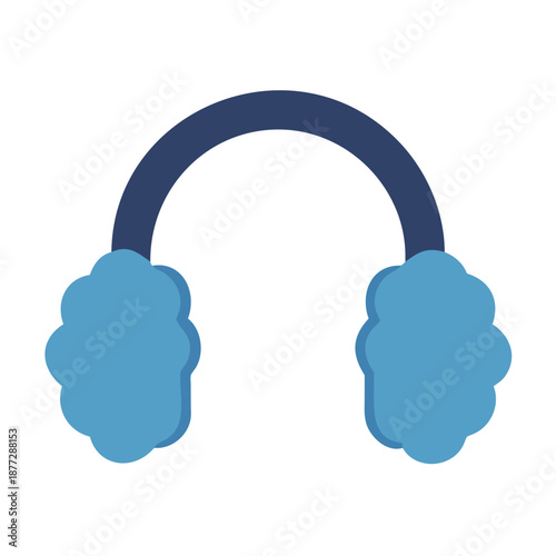 Blue earmuffs on black background, cozy winter accessory flat design